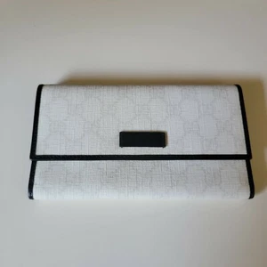 GUCCI Monogram Canvas Leather Trim Continental Clutch Long Wallet - Picture 1 of 6