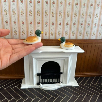 2PC Delicate Cute Mini Duck China Set 1:12 Scale Dollhouse Miniatures Accessory - Image 1 of 4