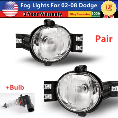 Fog Lights For 02-09 Dodge Ram 1500 2500 3500 /2004-2006 Dodge Durango Bulb Pair - Image 1 of 4