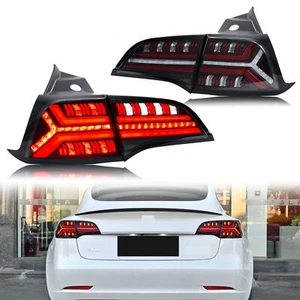 LED Tail Lights For Tesla Model 3 Model Y 2017-2022 Red Signal Animation Lamps - Picture 1 of 5