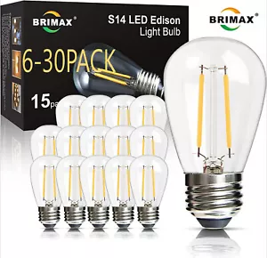 BRIMAX LED Bulbs E27 2W S14LED Outdoor Edison Bulbs for String Light Replacement - Picture 1 of 23