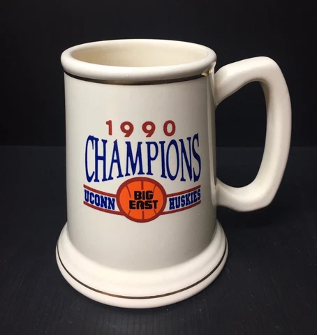 UCONN Huskies 1990 Basketball Champions Big East Ceramic Stein Mug Tankard RARE! Cover