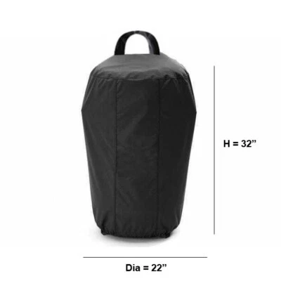 GRILL PARTS ZONE 22 in Diameter x 32" Round Smoker/Fryer Grill Cover, Kamado Kettle Grill Cover