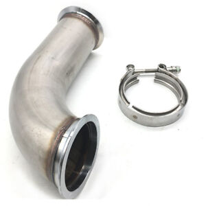 3" 90 Degree V-Band w/Clamp Pipe Short Leg 6" Universal Downpipe Turbo w/ Clamp