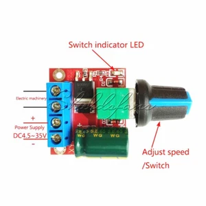 4.5V~35V 5V 6V 12V 24V 5A Mini PWM DC Motor Speed Controller Switch LED Dimmer - Picture 1 of 6