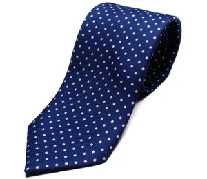 DRAKE'S London tie (E5080N-06873-002) 50oz Royal Twill polka dots tie BLUE - Picture 1 of 8