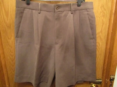 MENS LOUIS RAPHAEL ROSSO PLEATED 100% MICROFIBER POLYESTER GRAY SHORTS SIZE 34 - Image 1 of 4