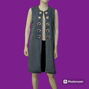 VTG DOR DOR COUTURE Denim Chambray Grommet Topper Vest Small - Picture 1 of 9