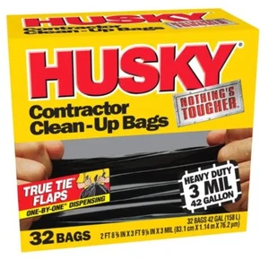 Bolsas de limpieza Husky Contractor, 3 mil 42 galones, nada es más difícil - 32 piezas - Imagen 1 de 5