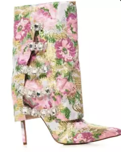 AZALEA WANG Tilley Multi Flower Print Fold Over Stiletto Heel Bootie Size 7 - Picture 1 of 5