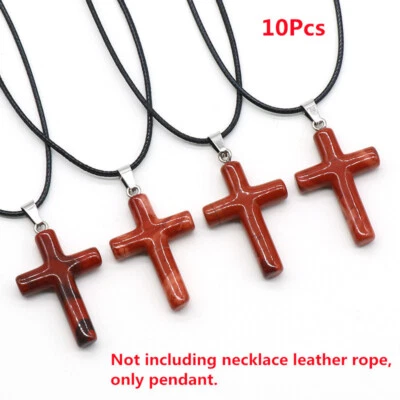 10 Piezas 40x28x7mm Cruz de Jaspe Rojo Natural para Collar Colgante Cuentas Curativas HT334 Foto 1 de 3