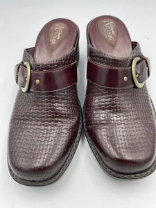 Clarks Artisan Collection Slip-on Mules Clogs 8.5 M Woven Dark Brown 2”Heel EUC - Picture 1 of 5