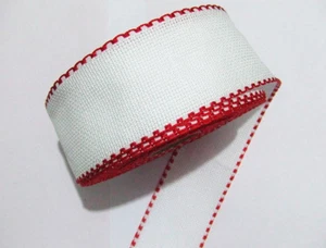 1mt Bordo Bordura Fascia in tela aida da ricamare H 5 cm colore rosso - Foto 1 di 1