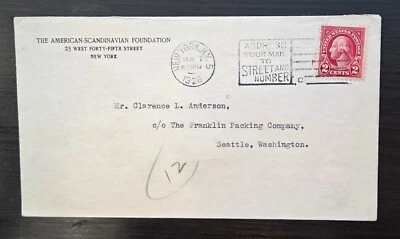 1926 NYC Cover from The American Scandinavian Foundation Envelope Business #34 - Image 1 of 4