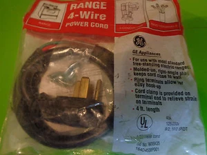 OEM GE/WHIRLPOOL WX9X35, 4 WIRE RANGE CORD, 4FT, 40 AMP, 4392902, NEW - Picture 1 of 5