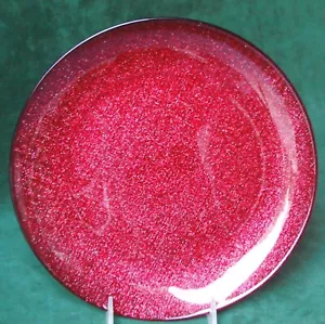 Red Glitter Glass Dinner Plates Set/2 NWT Akcam Turkish turkey sparkle 11" - Picture 1 of 6