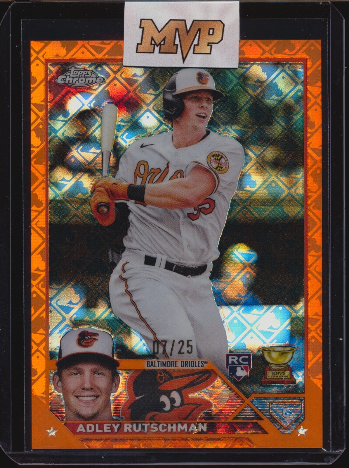 2023 TOPPS CHROME LOGOFRACTOR ADLEY RUTSCHMAN ORANGE REFRACTOR ROOKIE /25!