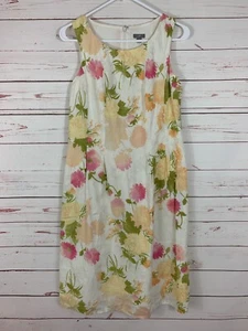 NWT $99 J Jill 100% Linen Sleeveless Floral Dress Sz 4 Lined Spring Easter - Picture 1 of 4