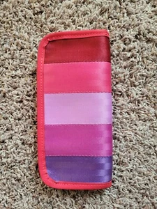 Harveys seatbelt bags Purple Love wallet clutch red pink lilac stripes EUC - Picture 1 of 8