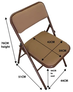 BROWN Folding Chair FABRIC Padded Seat Back Rest Computer Office Study Home Work - Picture 1 of 3