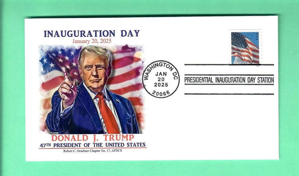 DONALD J. TRUMP 2025 60th PRESIDENTIAL INAUGURATION GRAEBNER CACHET 4-BAR CANCEL - Image 1 of 2