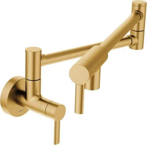 Moen S665BG Wall-Mounted Swing-Arm Double Handle Pot Filler, Brushed Gold - NEW - Picture 1 of 19