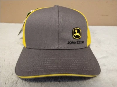 Sombrero de camionero de malla gris/amarillo John Deere ajustable SnapBack talla única nuevo con etiquetas Foto 1 de 4