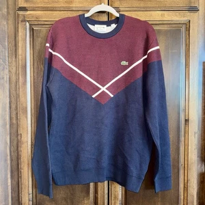 Suéter Gráfico Lacoste Para Hombre Talla US L Grande Caimán Rojo Azul Blanco Pullover - Imagen 1 de 5