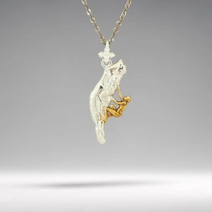 Climber Pendant – Two-Tone 925 Silver Sports Jewelry Necklace with Gold Detail - Picture 1 of 12