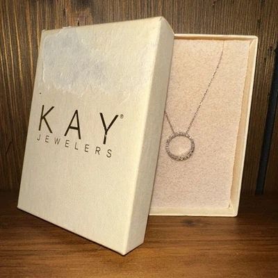 Kay Jewelers 10k White Gold and .25ct Diamond Eternity Circle Necklace 18"   - Image 1 of 4