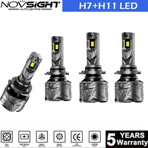 H7+H11 Front LED Headlight Bulbs 6500K Bright White Conversion Kit 1000000LM - Picture 1 of 13