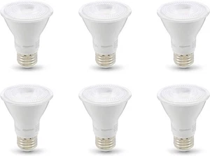Amazon Basics PAR20 LED Bulb, 50W Eq, 7W, 3000K Warm White, Dimmable, 6-Pack - Picture 1 of 8