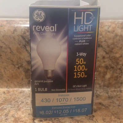 GE Reveal- HD Light - 3 Way - Light Bulb - A21 - 50/100/150 Watt - 1 Bulb - Image 1 of 4