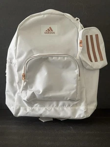 adidas Everyday Backpack NEW with Zip Pouch White Rose Gold Adjustable Straps - Imagen 1 de 22