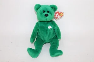 Oso bebé Ty Beanie 'Erin' Irish Bear 1997 peluche suave verde 9" en muy buena condición - Imagen 1 de 7