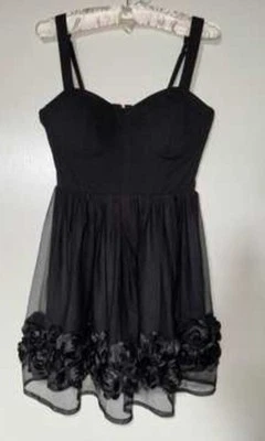 Trixxi Fit And Flare Black With Chiffon Floral Trim Juniors Size XL - Image 1 of 4