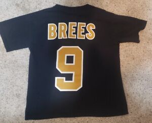 Drew Brees Size Youth Sz Medium  N.O. Saints Black T-Shirt Short Sleeves 