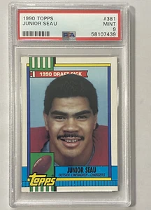 Topps Junior Seau 1990 #381 PSA como nueva 9 tarjeta de novato radiocontrol - Imagen 1 de 2