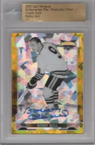 BOBBY HULL 2022 LEAF VIBRANCE GOLD CRACKED ICE PROOF AUTO 1/1 **BLACKHAWKS** HOF - Picture 1 of 2
