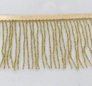 Meterware 4,5" GOLD Glas SAMEN Perlen Perlen Fransen Lampenschirm Kostüm Borte - Bild 1 von 1