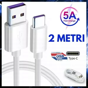 CAVO TIPO C 2 METRI CAVETTO USB TYPE C 2m RI/CARICA/BATTERIE CELLULARE VELOCE 5A - Imagen 1 de 7