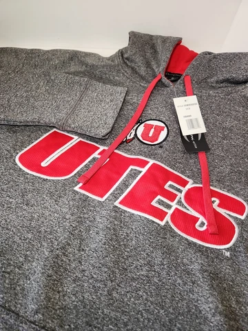 Champion Elite Utah Utes Mens S Hoodie Gray Pullover Hooded Sweatshirt NCAA NWT Cover