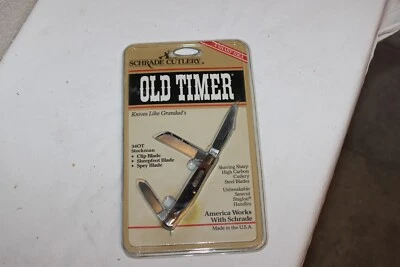 Cuchillo Schrade Old Timer Hecho en EE. UU. 34OT Mediano Stockman Sierra Corte Manijas Delrin Foto 1 de 4
