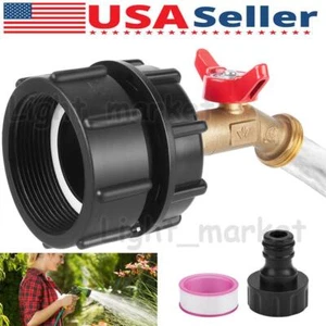 275-330 Gallon IBC Tote Tank Adapter 2.36' Coarse Thread Brass Hose Faucet Valve - Picture 1 of 11