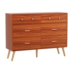 Artiss 6 Chest of Drawers Dresser Tallboy Storage Cabinet Retro Bedroom Walnut - Picture 1 of 8
