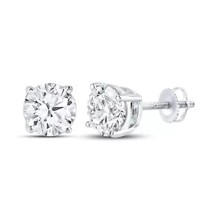 1 Ct Round Lab Created Grown Diamond Earrings 14K White Gold VS Screw Backs - Picture 1 of 9