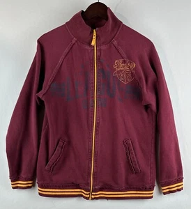 Felpa preppy cotone pista zip giacca polsini a righe sfilacciato streetwear W XL - Foto 1 di 9