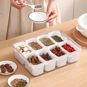 Candy Fruits Nuts Divided Serving Tray & Lid 8-Compartments Spice Storage Box - Picture 1 of 26