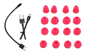 9" USB charger for Powerbeats-PRO Beats Earphone Plus 16 pcs. PINK Earbuds Gels - Picture 1 of 5