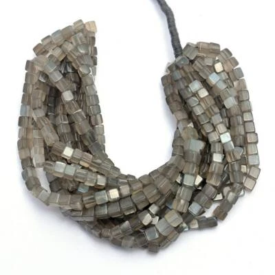 AAA Naturale Grigio Luna 3D Scatola Cubo Perline 4-6mm 16 " Pollici Filo Gemma - Immagine 1 di 4